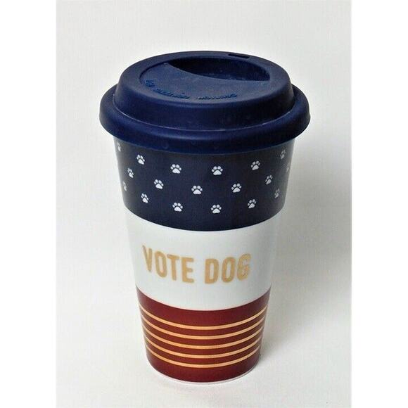 VOTE DOG Ceramic Mug with Lid by DOGHAUS - Picture 1 of 3